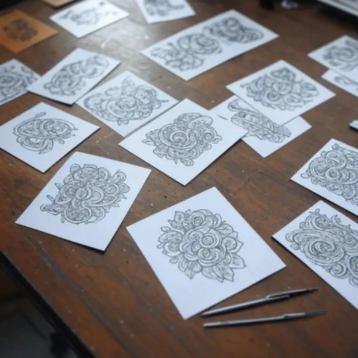 Tetoválóművész kedvenc, részletes városi tetoválás designja munkaközben